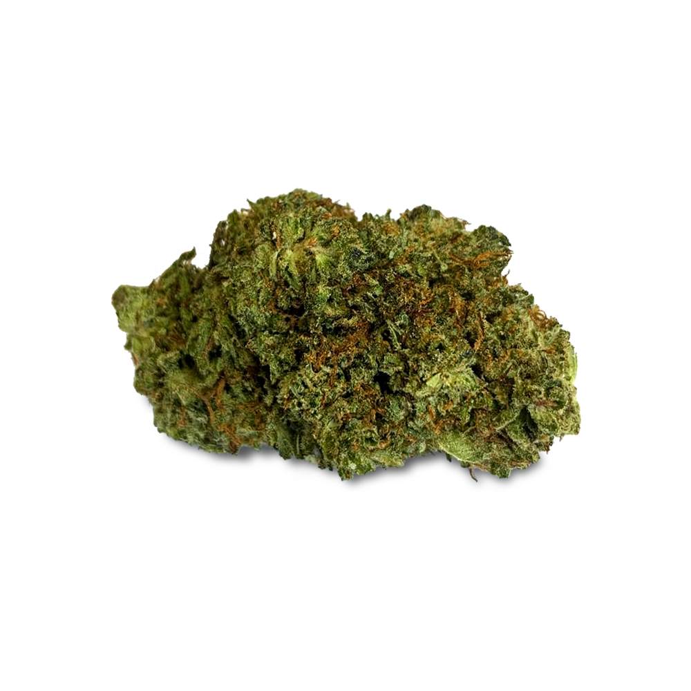 HHZ Premium Blossom Mango Kush from I LOVE POT – green cannabis blossom densely covered with crystals and brown fibers on the su...