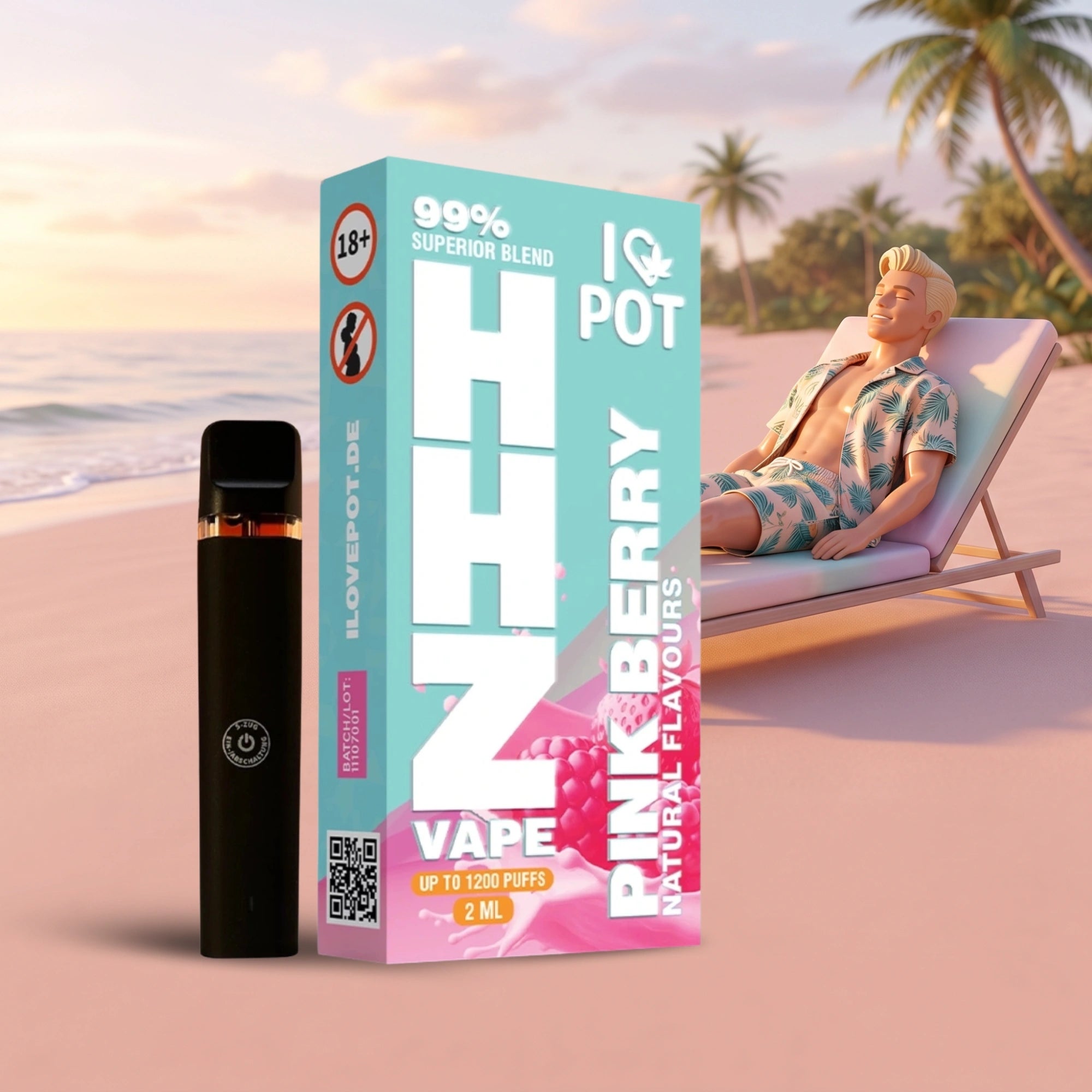HHZ Vape Pen 95 % 2 ml - Pink Berry