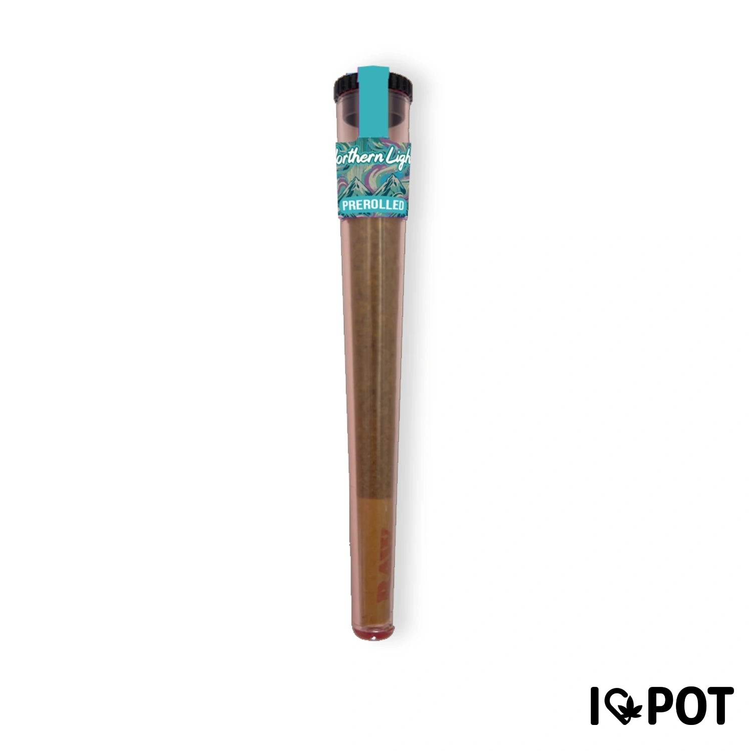 HHZ Pre-Roll Northern Lights Porro preliado con etiqueta turquesa en envase de vidrio, disponible para comprar en línea en I LOVE POT.